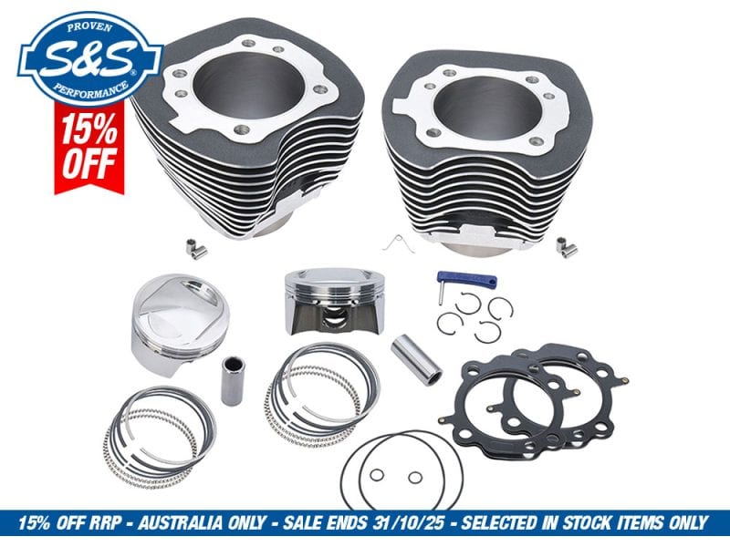 98ci Big Bore Kit - Black. Fits Twin Cam 1999-2006 High-performance motorcycle engine rebuild kit with pistons, rings, and gaskets from Revelry Motorcycles.