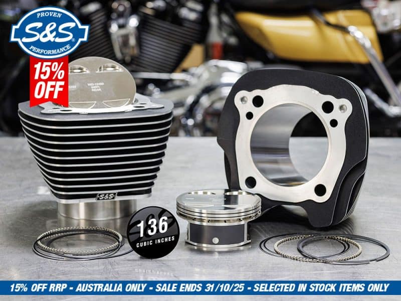 High-performance motorcycle engine components with S&S Performance brand; ideal for Australian bike enthusiasts.