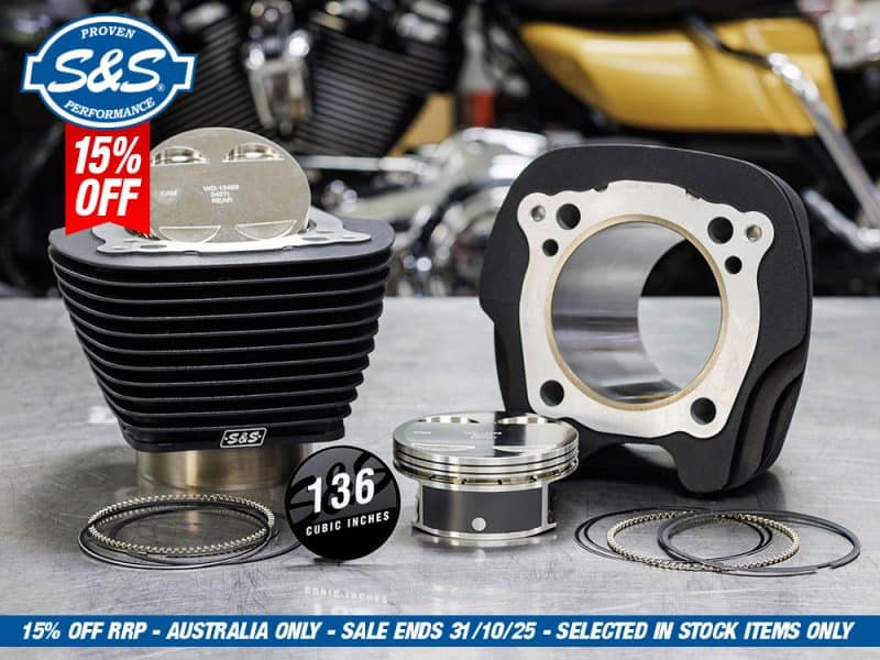 High-performance motorcycle piston kit with 136 cubic inches capacity for Revelry Motorcycles Australia.