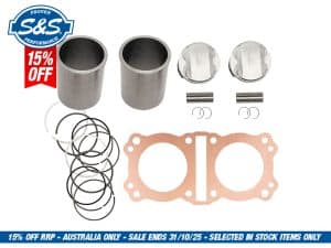 High-performance motorcycle piston kit with rings for revvy, reliable engine upgrades.