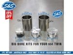 High-performance motorcycle big bore kits for Yamaha YZ650 twin engines.