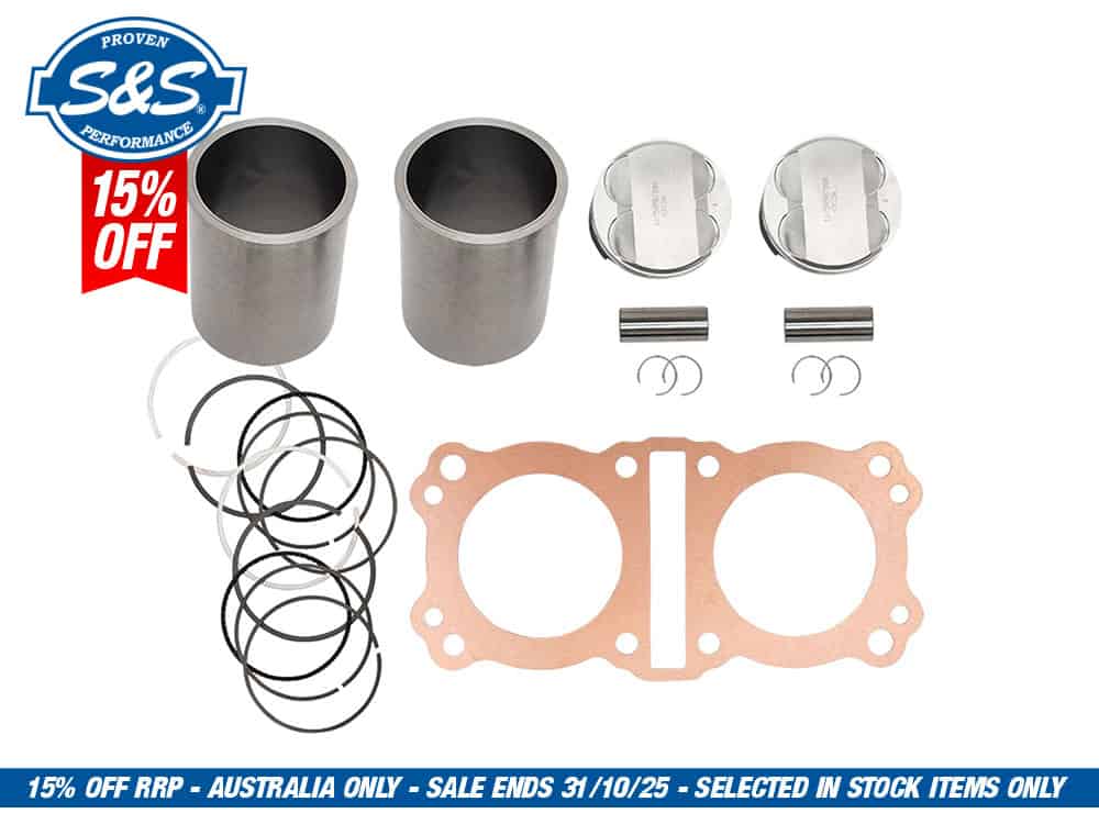 High-performance motorcycle piston kit with rings for revvy, reliable engine upgrades.