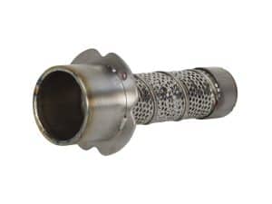 High-performance motorcycle exhaust silencer for Revelry Motorcycles.