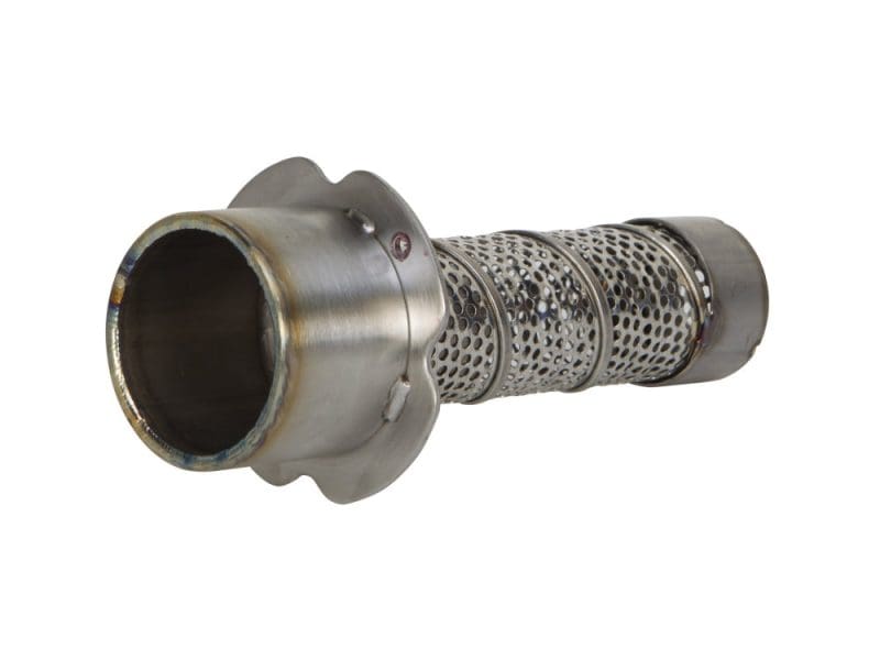 High-performance motorcycle exhaust silencer for Revelry Motorcycles.