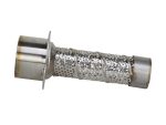 Stainless steel motorcycle exhaust muffler with perforated design for enhanced performance.