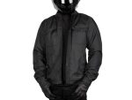 Mens black motorcycle riding jacket with protective gear and durable fabric.