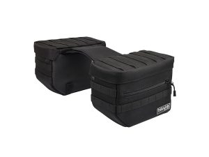 High-quality black motorcycle tank bag with storage pockets for Revelry Motorcycles.