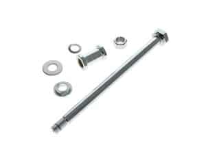 Steel motorcycle axle and hardware components for Revelry Motorcycles Australia.