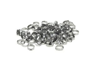 13/16in. Step Type Ear Clamps - Pack of 100. Size range is 17.8mm to 21.0mm
