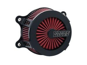 High-performance motorcycle air filter with black and red design for Revelry Motorcycles in Australia.