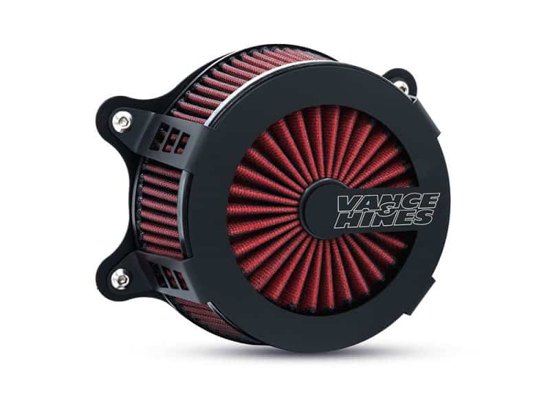 High-performance motorcycle air filter by Vance & Hines for Revelry Motorcycles.