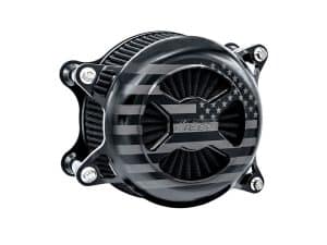 High-performance motorcycle clutch cover with American flag design for Revelry Motorcycles enthusiasts.