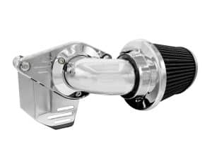 High-performance motorcycle air intake with chrome finish for Revelry Motorcycles Australia.