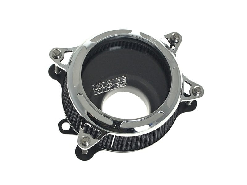 VO2 Insight Air Cleaner Kit - Chrome. Fits CVO Touring 2023up High-performance motorcycle clutch cover with carbon fibre and chrome for Revelry Cycles.