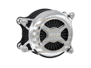 High-performance motorcycle air filter with aluminium housing for Revelry Motorcycles.