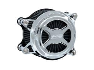 High-performance motorcycle air cleaner from Revelry Cycles, designed for enhanced airflow and engine efficiency.