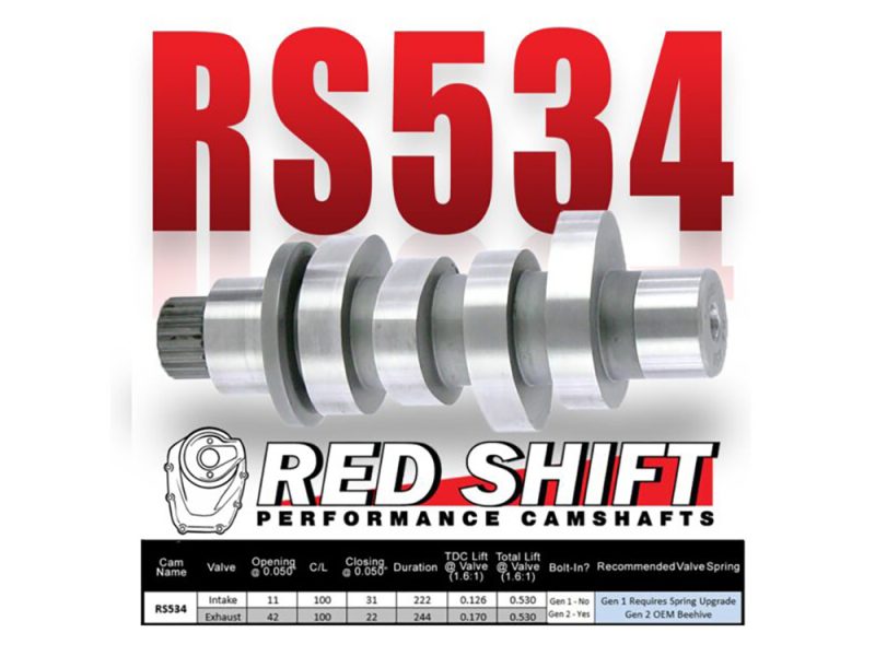 Red Shift/Fuel Moto Z-Factor 534 Chain Drive Camshaft. Fits Gen 2 Milwaukee-Eight 2024up. Street Glide