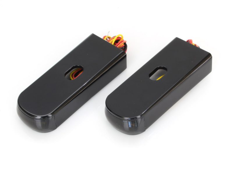 Silencer suppressors for motorcycle exhaust systems, black metal finish for Revelry Motorcycles.