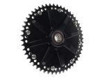 High-performance motorcycle sprocket for Revelry Motorcycles, durable black metal design.