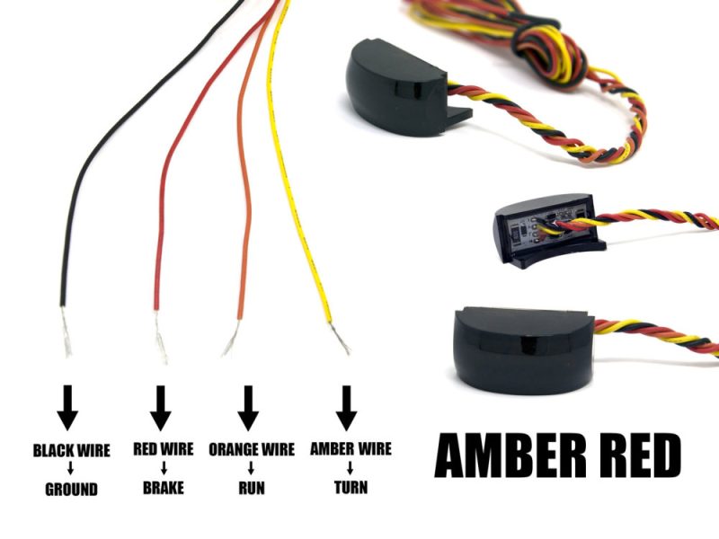 Wiring harness for motorcycle signal lights, Amber Red colour, fitting Revelry Motorcycles.