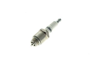 Spark plug for motorcycle engine performance enhancement.