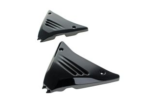 Black motorcycle engine covers motorcycle parts for Revelry Motorcycles, Melbourne, Australia.