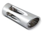 Shiny chrome motorcycle exhaust pipe for Revelry Motorcycles in Australia.