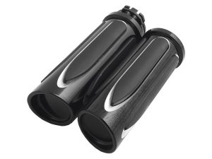 Deep Cut Comfort Handgrips - Black. Fits H-D with Throttle Cable