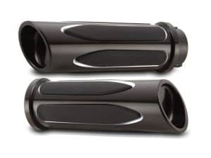 Deep Cut Comfort Handgrips - Black. Fits Big Twin 2008-2024 with Throttle-by-Wire