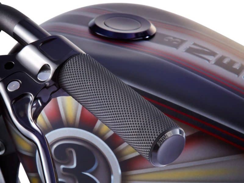 High-quality motorcycle handlebar grip with textured rubber surface for enhanced control - Revelry Motorcycles.