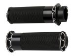 Medium black motorcycle handlebar grips for Revelry Motorcycles.