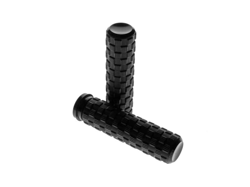 Air Trax Handgrips - Black. Fits Big Twin 2008-2024 with Throttle-by-Wire Black textured motorcycle handlebar grips for Revelry Motorcycles, enhance riding comfort and control.