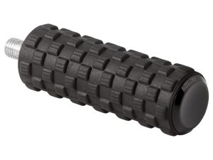 Rubber motorcycle footpeg with metal mounting screw for Revelry Motorcycles accessories.