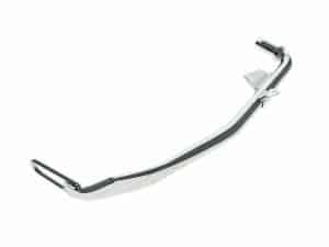Bright chrome motorcycle handlebar for classic and custom motorcycles.