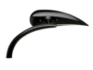 Modern black motorcycle side mirror for Revelry Motorcycles Australia.