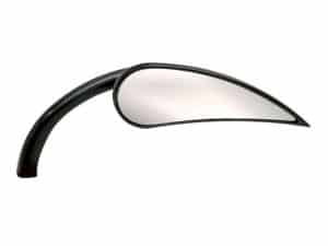 Black motorcycle side mirror for Revelry Motorcycles, durable and stylish.