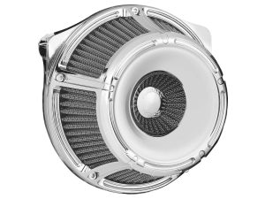 Vortex Racing moto air cleaner, polished chrome motorcycle air filtering system.