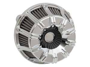 Sleek chrome motorcycle clutch cover with high-performance components for Revelry Motorcycles.
