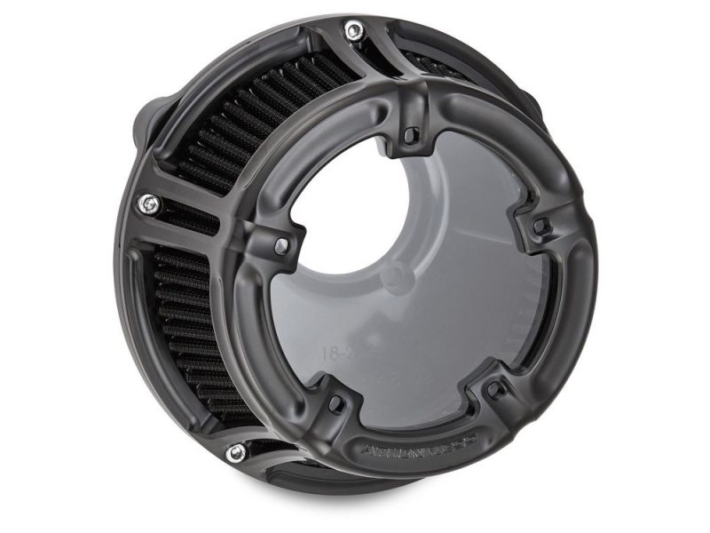 Method Clear Air Cleaner Kit - Black Anodized. Fits Touring 2017-2024 & Softail 2018-2024 High-performance motorcycle air filter cover for Revelry motorcycles, enhancing airflow and engine efficiency.