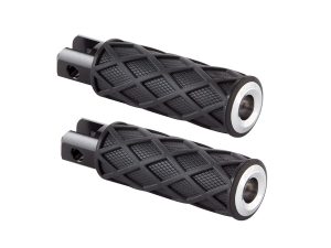 Rubber motorcycle handlebar grips for Revelry Motorcycles, black textured grip, durable and comfortable for riding.
