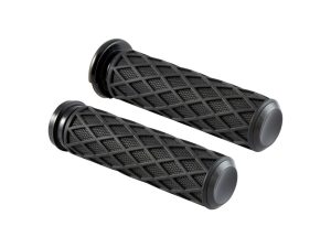 Diamond Handgrips - Black. Fits Big Twin 2008-2024 with Throttle-by-Wire
