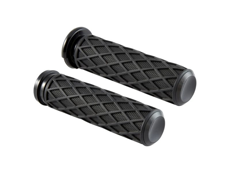 Rubber motorcycle handlebar grips for Revelry Motorcycles, durable and ergonomic design.