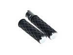Black motorcycle handlebar grips for Revelry Motorcycles, durable and comfortable.