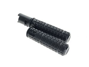 Ergonomic black motorcycle handlebar grips for Revelry Motorcycles, high-quality riding accessories.