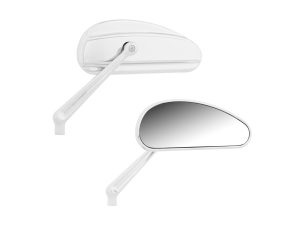 Bright white motorcycle mirror for Revelry Motorcycles, stylish and durable accessory.