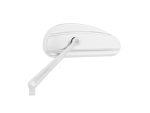 White motorcycle mirror for Revelry Motorcycles, Australian made, high-quality bike accessories.