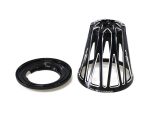 Lightweight motorcycle clutch cover guard, black anodised, durable aluminium for Revelry Motorcycles.