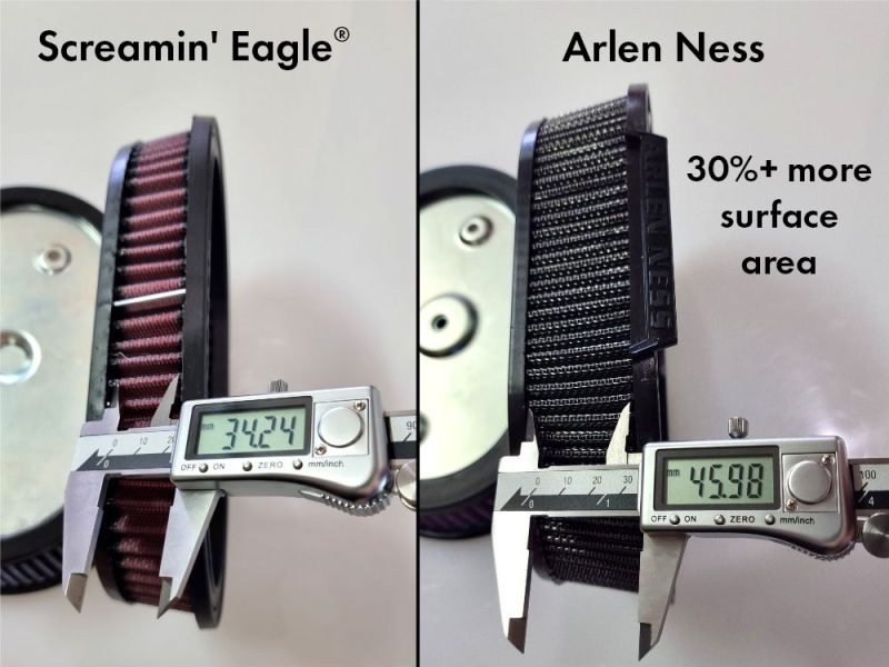 High-performance motorcycle air filter with increased surface area for optimal airflow.