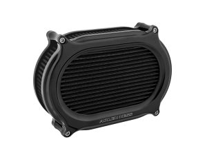 High-performance motorcycle radiator, black cooling system for rev head bikes.