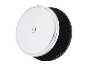 High-performance motorcycle air filter for Revelry Cycles custom bikes.